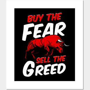 Buy The Fear Sell The Greed Bull Market Investing Posters and Art